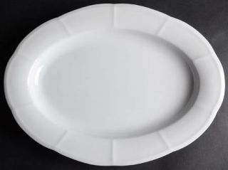 Muirfield Embossed White 14 Oval Serving Platter, Fine China Dinnerware   All W