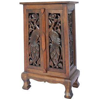 Hand carved Birds Storage Cabinet/ End Table