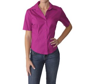 Womens Journee Collection Half Sleeve Fitted Blouse   Pomegranate Short Sleeve