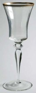 Mikasa Trousseau (Older) Wine Glass   Gold Trim & Ring;Wafer In Stem,Optic
