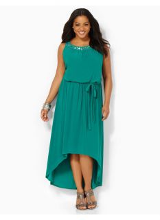 Plus Size Illusive Hi Low Dress Catherines Womens Size 0X, Green