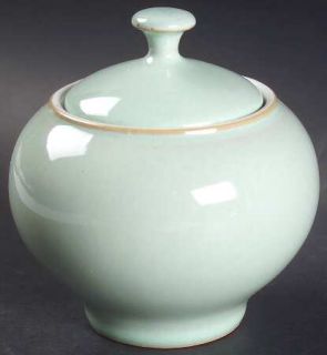 Denby Langley Pure Green Sugar Bowl & Lid, Fine China Dinnerware   Pale Green Ri