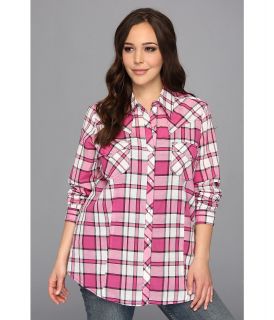 Roper Plus Size 8990 Pink Plaid Shirt Womens Long Sleeve Button Up (Pink)