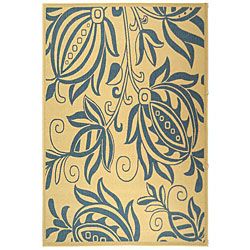 Indoor/ Outdoor Andros Natural/ Blue Rug (4 X 57) (IvoryPattern FloralMeasures 0.25 inch thickTip We recommend the use of a non skid pad to keep the rug in place on smooth surfaces.All rug sizes are approximate. Due to the difference of monitor colors, 