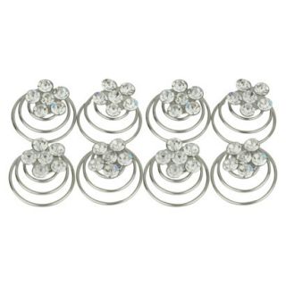 8 Piece Crystal Spiral Hair Pins   Silver