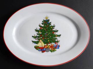 Cuthbertson American Christmas Tree (White) 14 Oval Serving Platter, Fine China