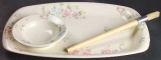 Pfaltzgraff Tea Rose 3 Piece Barbeque (Plate, Bowl and Brush), Fine China Dinner