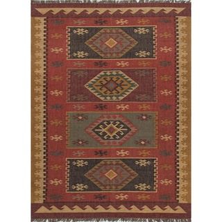 Handmade Flat Weave Tribal Multicolor Jute Rug (4 X 6)