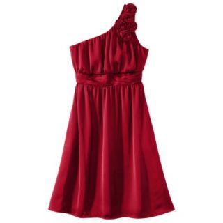 TEVOLIO Womens Plus Size Satin One Shoulder Rosette Dress   Stoplight Red   16W