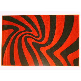 Modern Deco Red And Black Zebra Moonstruck Rug (79 X 105)