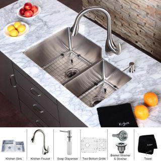 Kraus Kitchen Combo Set Stainless Steel Undermount 32 inch Sink/faucet