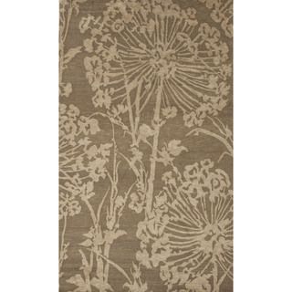 Hand knotted Gold/ Yellow Floral Pattern Wool Rug (96 X 136)