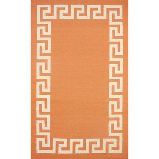 Nuloom Flatweave Greek Key Orange Wool Rug (5 X 8)