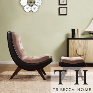 Tribecca Home Albury Two tone Lounging Chair With Ottoman