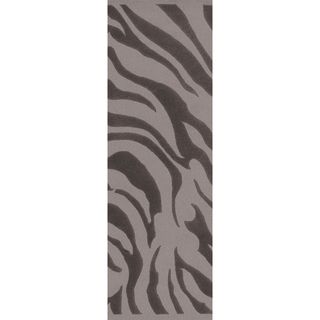 Hand tufted Grey Zebra Animal Print Hugo Wool Rug (26 X 8)