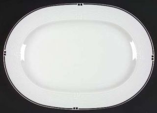 Noritake Integrity 14 Oval Serving Platter, Fine China Dinnerware   White & Bla