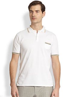 SLOWEAR Tipped Knit Polo   White