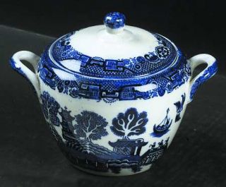 Allertons Willow Blue Sugar Bowl & Lid, Fine China Dinnerware   Blue Willow Des
