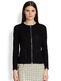 Piazza Sempione Sweater Knit Zip Jacket   Black