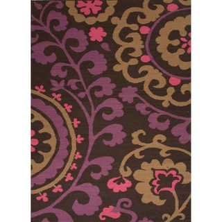 Handmade Flat Weave Floral Pattern Pink/ Purple Rug (9 X 12)
