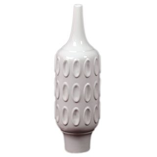 Contemporary White Ceramic Vase (CeramicDimensions 16.5 inches high x 4.5 inches wide x 4.5 inches deepUPC 877101665175For Decorative Purposes Only)