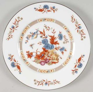 Wedgwood Jamestown Luncheon Plate, Fine China Dinnerware   Bone, Blue & Rust Flo