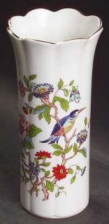 John Aynsley Pembroke Gold Trim Mayfair Vase, Fine China Dinnerware   Birds & Fl