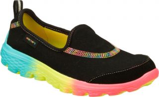Girls Skechers GOwalk 2 Swooners   Black/Multi Casual Shoes