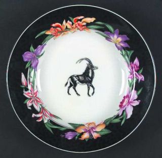 Fitz & Floyd Fleurs Safari (With Animals) Large Rim Soup Bowl, Fine China Dinner