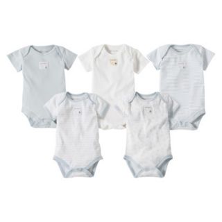 Burts Bees Baby Newborn Boys 5 Pack Short sleeve Bodysuit   Sky Blue 12 M