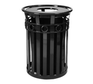 Witt Industries 40 Gallon Outdoor Flat Bar Trash Can w/ Flat Top Lid, Black