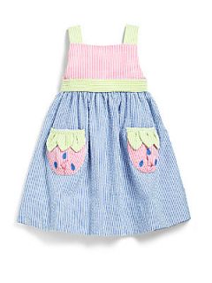 Florence Eiseman Toddlers & Little Girls Strawberry Pocket Dress   Blue Pink