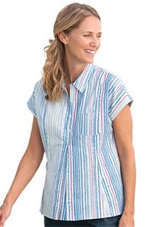 Inverted tuck Striped Popover Shirt