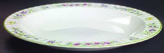 Royal Worcester Fleuri Large Deep Dish, Fine China Dinnerware   Multicolor Flowe