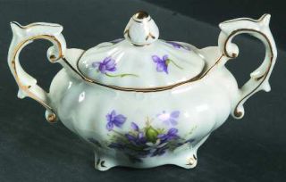 Rossetti Spring Violets Sugar Bowl & Lid, Fine China Dinnerware   Purple Violets