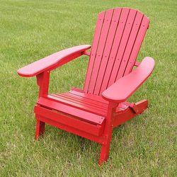 Deluxe Red Adirondack Foldable Chair (RedMaterials White cedar wood Outdoor or indoorChair weight 28 poundsWeight capacity 300 pounds Great addition to any backyard, porch or poolsideConvenient folding designExtra wide arm rests measure 5.75 inches wid