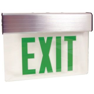 Elco Lighting EDGLIT2G LED Exit Sign, Double Sided Edge Lit with Battery Backup, 120/277VAC White with Green Letters