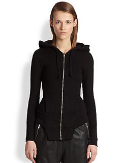 OAK Asymmetrical Paneled Hooded Sweatshirt   Black