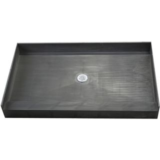 Tile Ready Shower Pan 37x60 inch Center Pvc Drain (BlackMaterials Molded Polyurethane with ribs underneath for extra strengthNumber of pieces One (1)Dimensions 37 inches long x 60 inches wide x 7 inches deep  )