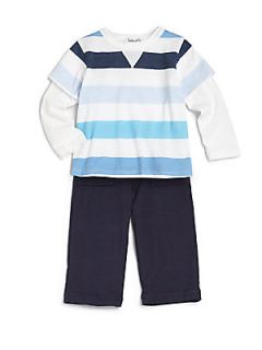 Splendid Infants Layered Look  Rugby Stripe Top & Pants Set   Blue 