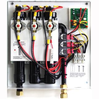 Super Supreme 15 Kw Electric Tankless Water Heater (WhiteMaterials Aluminum/ brass/ copperDimensions 12.5 inches high x 10 inches wide x 3 inches deepEnergy SaverSettings automatically controlled by circuit boardTechnical Data60 AMP breaker required to