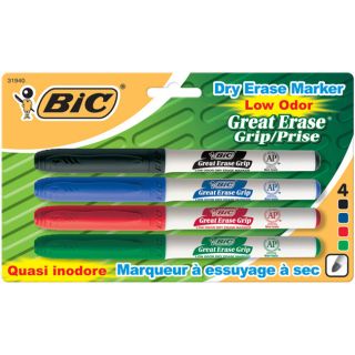 Bic Great Erase Low Odor Fine Point Dry Erase Markers (pack Of 4)