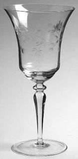 Arcadia Orlean Water Goblet   Clear, Cut Flowers  And Dots,No Trim