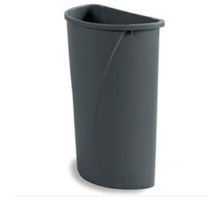 Carlisle 21 gal Half Round Waste Container   Handles, Polyethylene, Gray