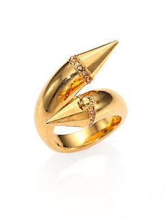 Alexander McQueen Crystal Double Stud Bypass Ring   Gold Topaz