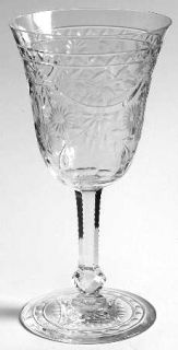 Kosta Boda Kos41 Wine Glass   Cut Horizontal/Floral, Cut Stem/Foot
