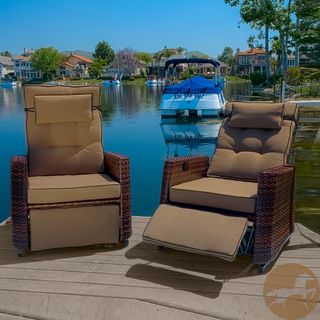Christopher Knight Home Outdoor Brown Wicker Recliners (set Of 2) (BrownMaterials Aluminum frame / PE wickerCushions included Seat, back, and head rest cushion all includedWeather resistant YesUV protection YesAdjustable legs/back YesDimensions 43.2