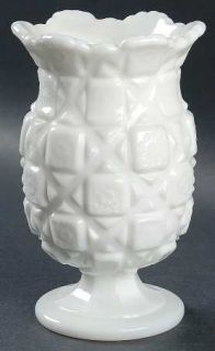 Westmoreland Old Quilt (Milk Glass) Celery Vase   Stem #500,Milk Glass Block & S