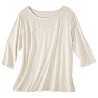 Merona Womens Plus Size 3/4 Sleeve Lace Top   White Sand 2