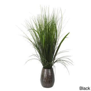 28 inch Onion Grass In Brown Ceramic Pot (Green/brownMaterials Plastic, foam, glue, ceramicQuantity One (1) plantSetting IndoorDimensions 28 inches high x 12 inches wide x 12 inches deepCare instructions Dust occasionallyComes with decorative planter